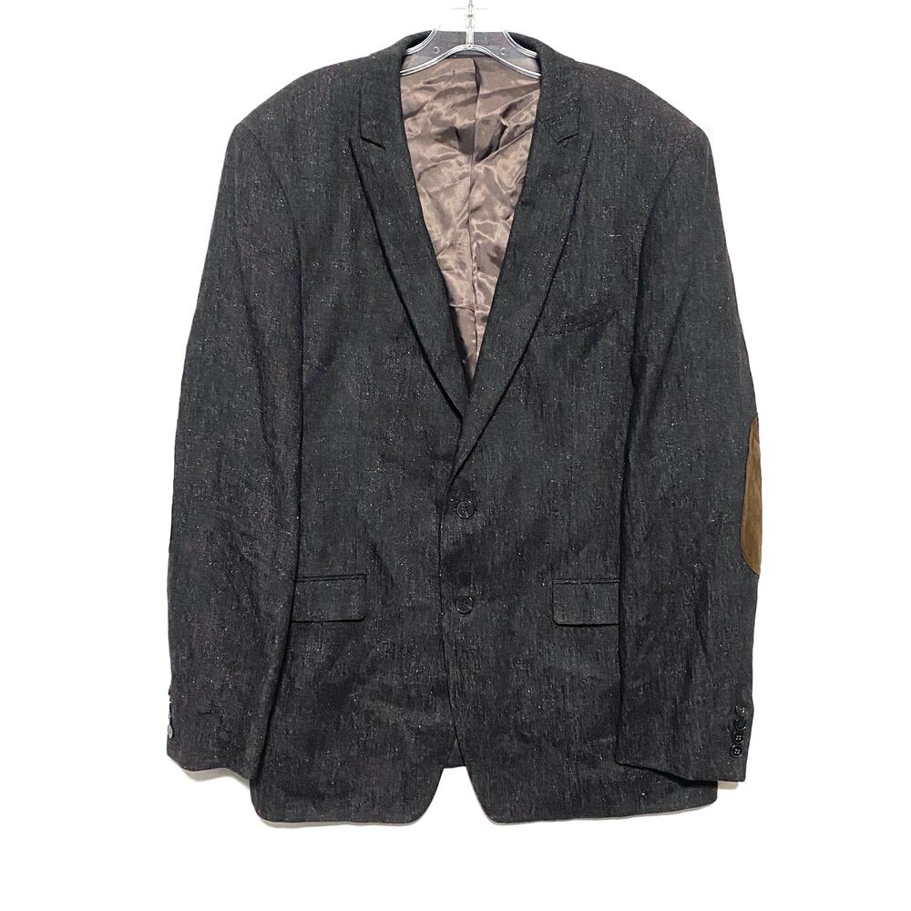 Calvin Klein Extreme Slim Fit Tweed Blazer Jacket Men 44L Elbow Patches Academic